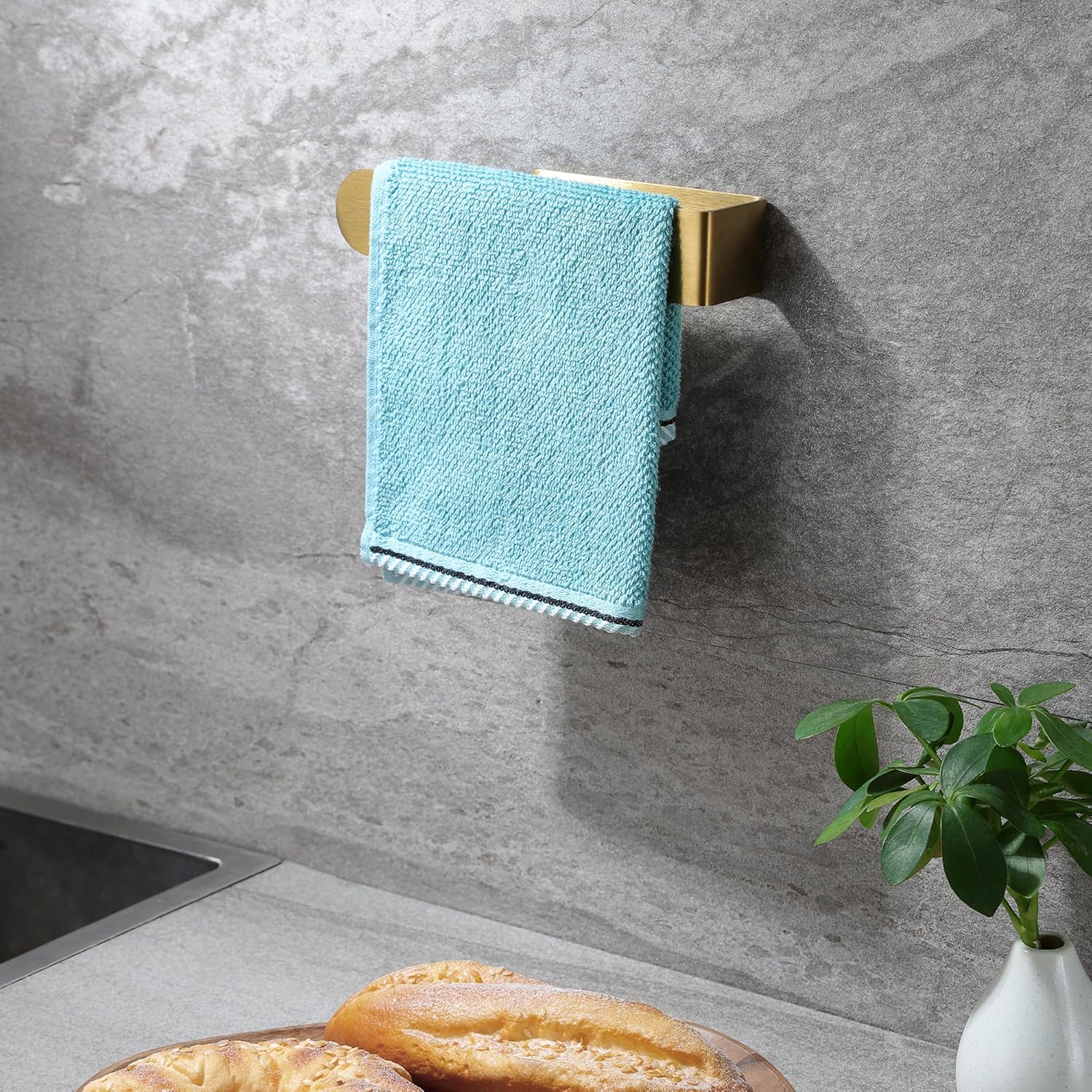 Gold towel holder stainless steel bath towel bar double pack