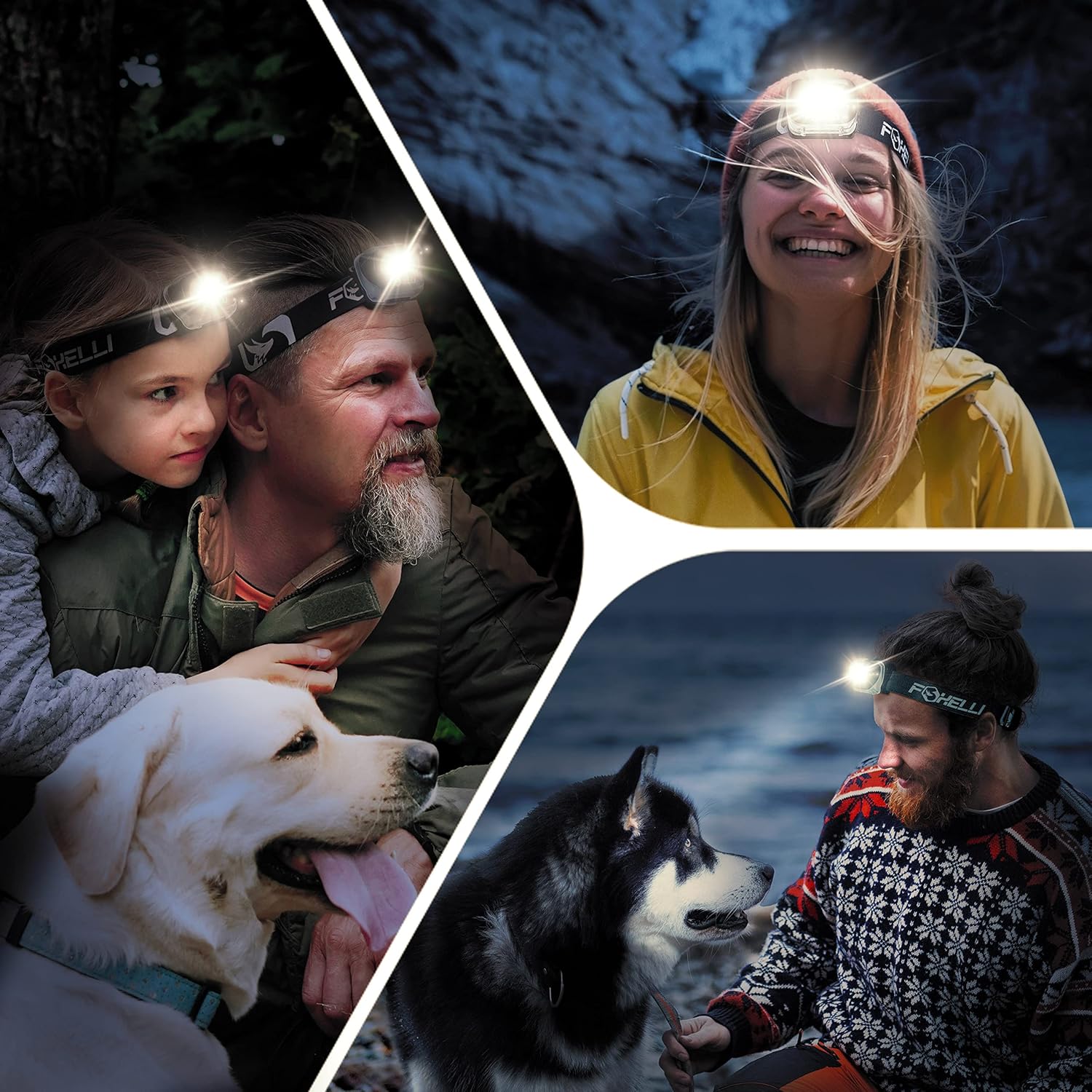 Foxelli LED Headlamp Flashlight for Adults Kids Running Camping Hiking Head Lamp