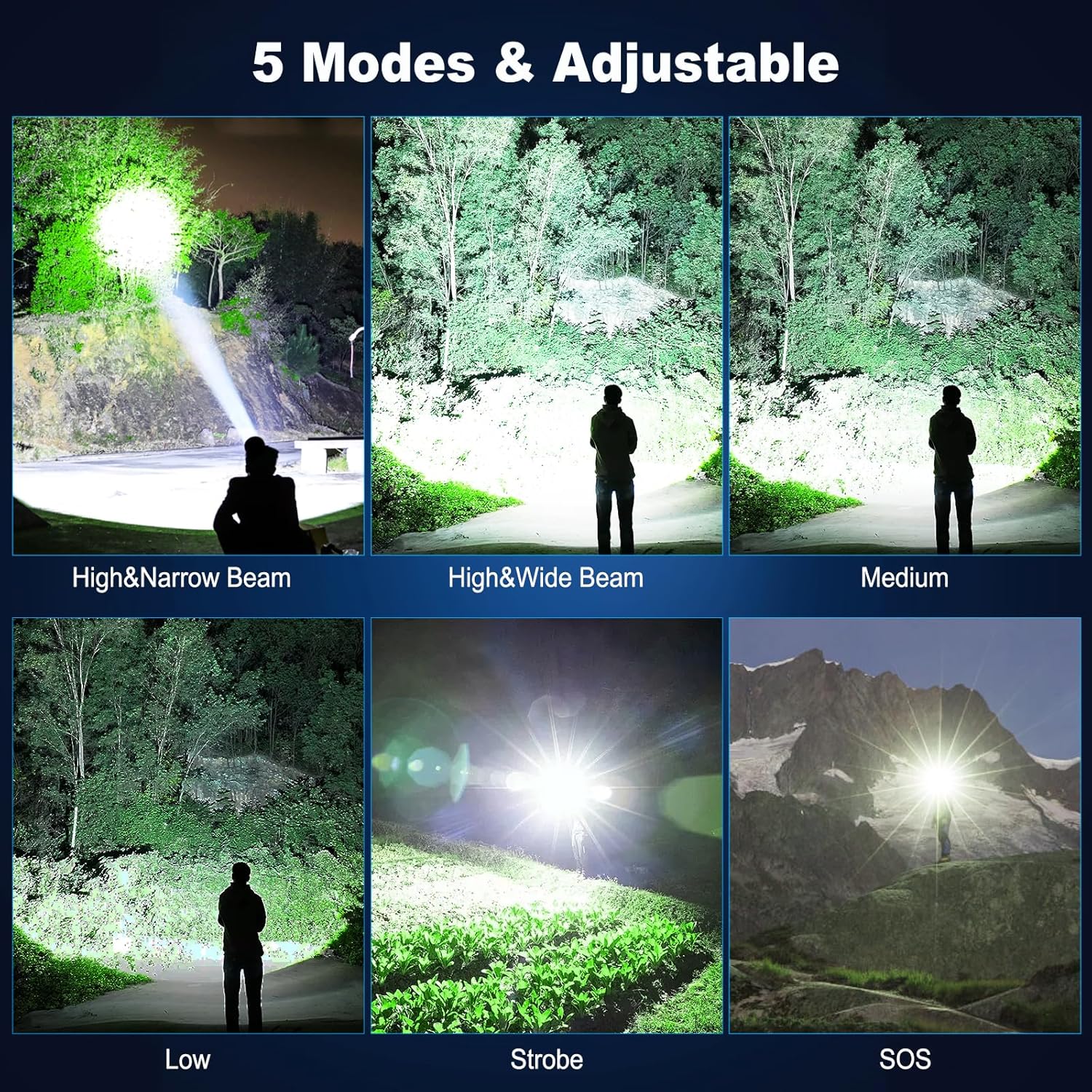 990000 Lumens Rechargeable Flashlight Waterproof Bright Reliable