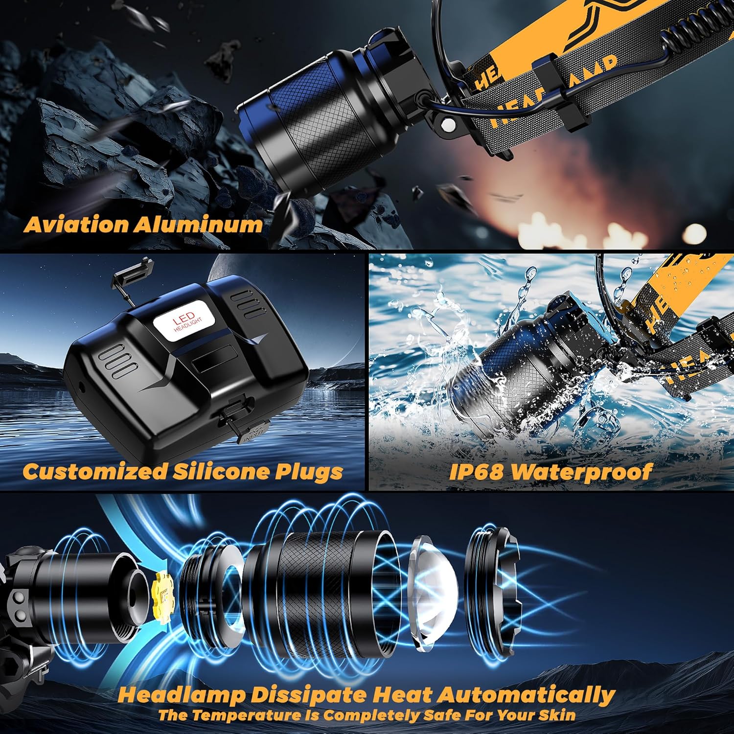 150000 LM Bright Headlamp Rechargeable